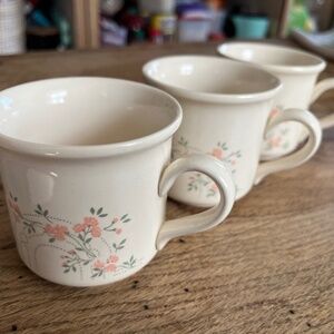 Scarce Vintage Staffordshire Tableware from England Cream and Floral Mugs - 3